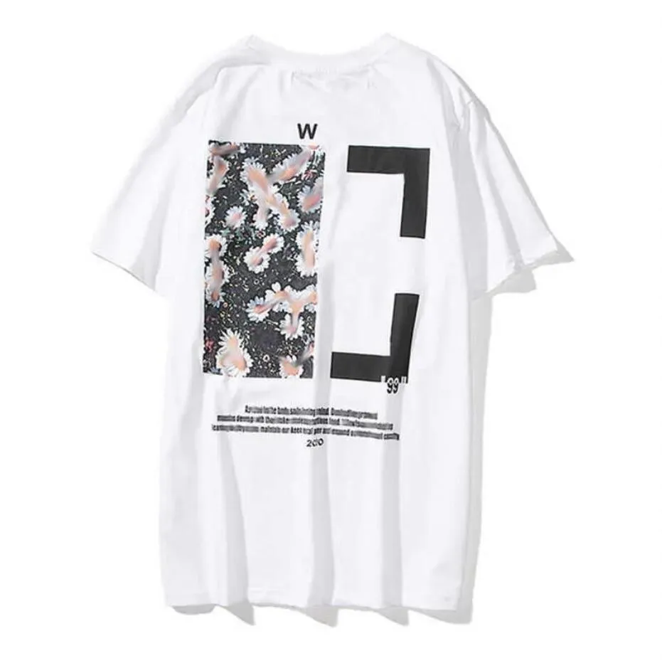 Camisetas masculinas OFF White Irregular Arrow Verão Dedo solto casual manga curta camiseta para homens e mulheres impressas letra x nas costas y4