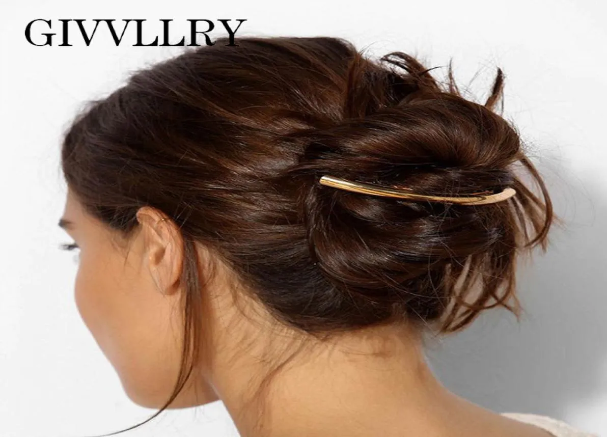 GIVVLLRY Arco geometrico Clip per capelli lunghi Gioielli Stile minimalista in metallo Colore oro argento Forcine per capelli da sposa Accessori per le donne1335218