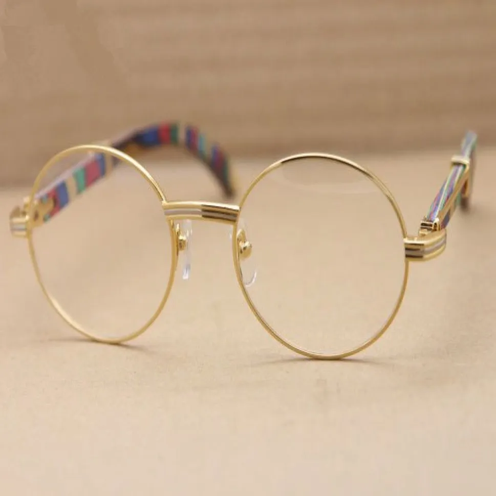 Vintage optische Brillengestell, runder Rahmen, Pfauenholz-Bein, Brillengestell, Brille für Männer und Frauen, Myopie-Gestell, 55 mm, mit Orignal 293t