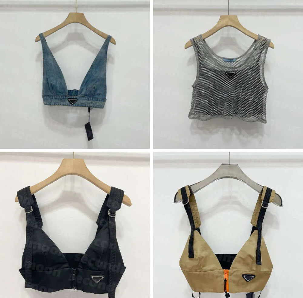 Shiny Rhinestone T Shirts Women Denim Sling Vest Sexig Cropped Top Party Tank Tops V Neck T-shirt BH 255ESS