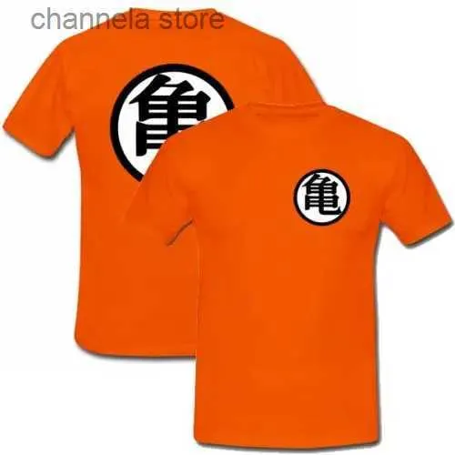 T-shirt da uomo T-shirt di alta qualità da uomo O Neck Go-ku Trainer T-shirt da uomo anteriore posteriore Anime Orange Tee Print Tee Shirts T240227