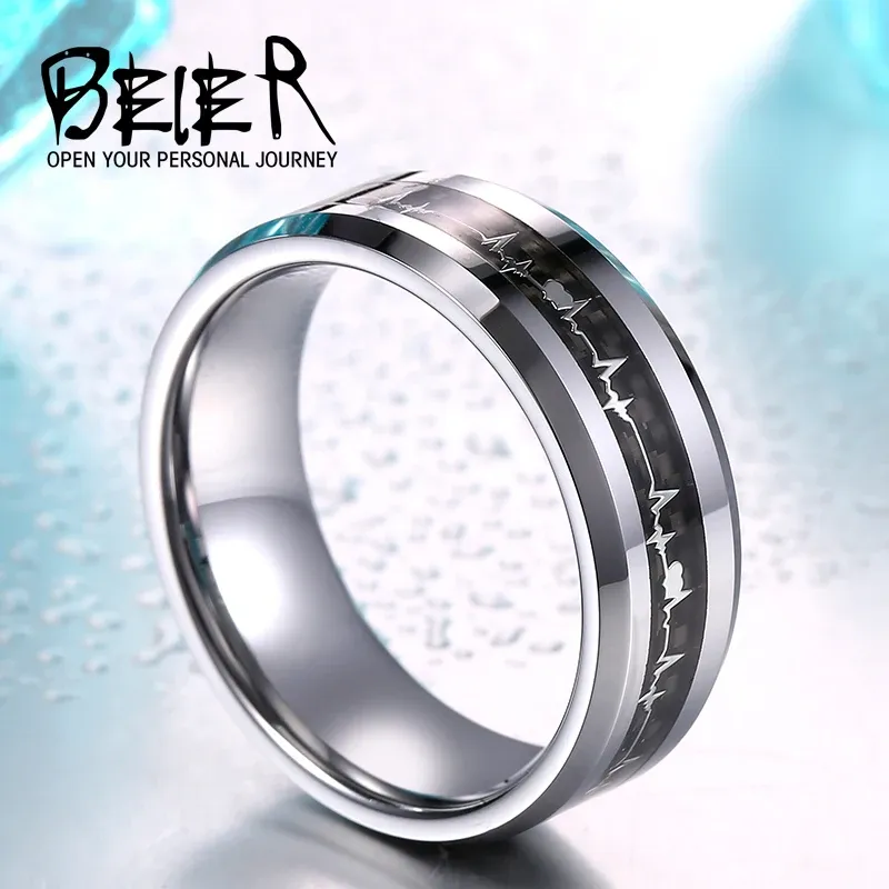 Bands Beier 100% Real Tungsten Man vrouwen Cool Fashion Wave patroon Tungsten ring huwelijkscadeau W037