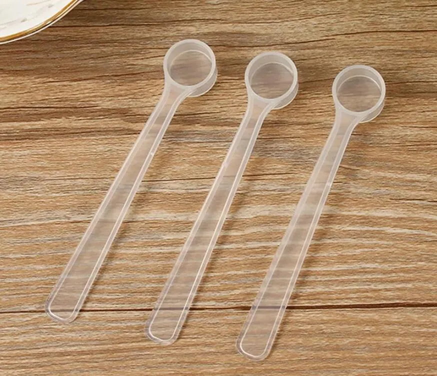 1000Pcs/Lot Long handle 1.5ML White Clear Plastic Spoon 0.5 Gram Measuring Scoop Wholesale