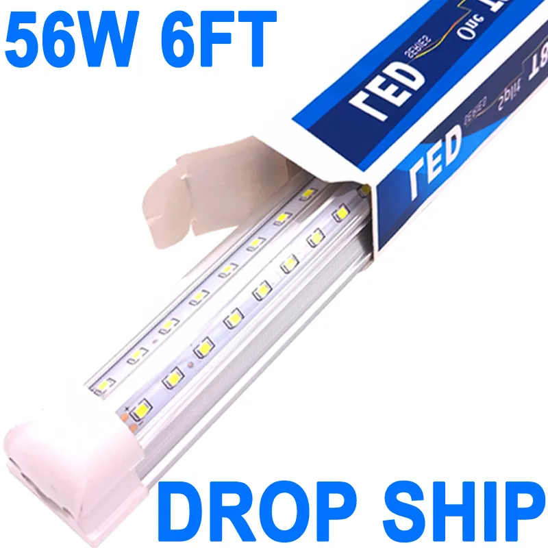 6Ft Led Shop Lights,6 Feet 6' V Shape Integrated LED Tube Light,Replace T8 T10 T12 Fluorescent Light,56W 5600lm Clear Cover Linkable Surface Mount Lamp crestech