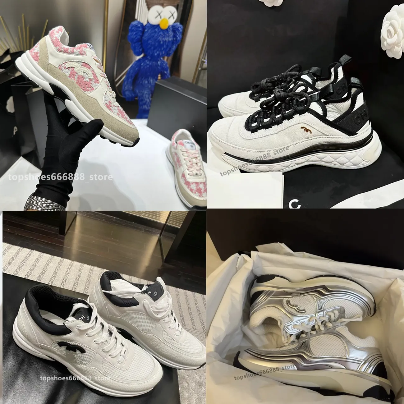 Paris 2024 Spring Ny version av Daddy Silver Shoes Kvinnliga studenter Tjock Sole Sports ökar Running Casual Shoes Luxury Designer Women's Shoes Channel