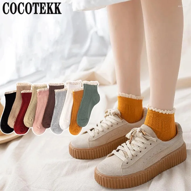 Kvinnliga strumpor spetsar ruffle frilly söt godis vintage kawaii söt prinsessa student flickor harajuku japansk stil sox