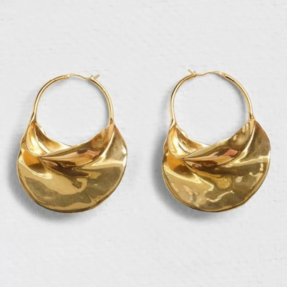 Boucles d'oreilles en forme de panier en métal irrégulier pour femmes, grandes boucles d'oreilles Huggie en émail blanc, en Nickel entier, Bijoux244C