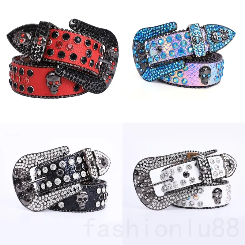 Skull Designer Belt Full Shiny Diamonds BB Luxury Belt för Lady Leather Party Funny Cinture Classic Populära delikata detaljer Lyxbälte Mångsidig ins yd024 C4