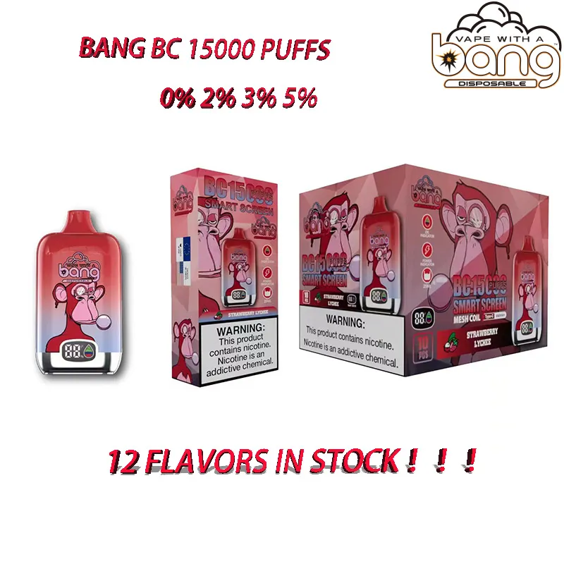 Original BANG SMART SCREEN 15000 Puffs jetables E cigarettes Vape Pen 25 ml Pod 550 mah batterie rechargeable Chine Authentique vapoteurs en gros bouffée jetable 15K