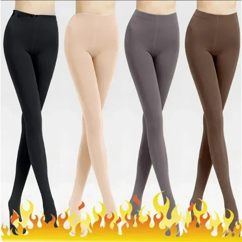 Femmes de cantyhose thermique Femme Fleece Collos Sexy Winter Stocks solides chauds Slim épaissis