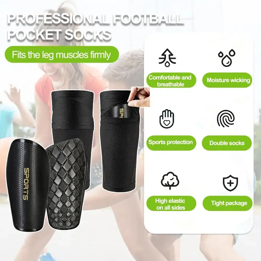 Football Shin Pads Premium Youth Soccer Guards Impact Resistant Eva Cushion with Elastic Sleeves for Safety 240226