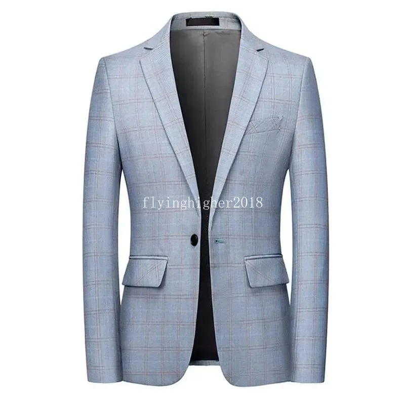 Herenpakken 2024 Lente Eenvoudige Plaid Pak/Man Slim Fit Bruidegom Trouwen Jurk Blazers/Man casual Jas