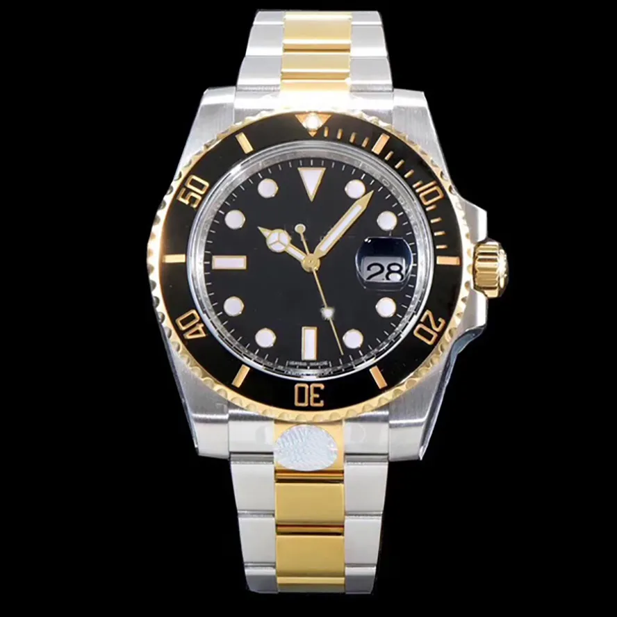 Relógio masculino 41mm mostrador preto automático mecânico 126613 moda estilo clássico 18ct ouro à prova d' água relógios de pulso cristal azul caixa original