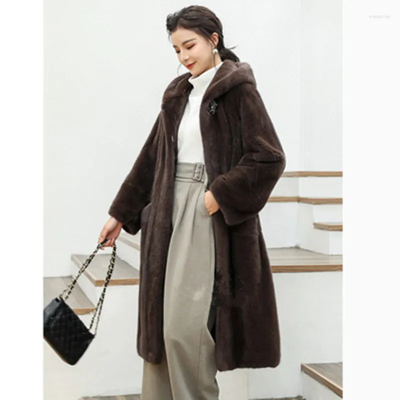 Manteau Long à capuche en fausse fourrure et velours pour femmes, vêtements chauds d'extérieur pour mères âgées d'âge moyen, 6XL, 7XL, 8XL, 9XL, XF962