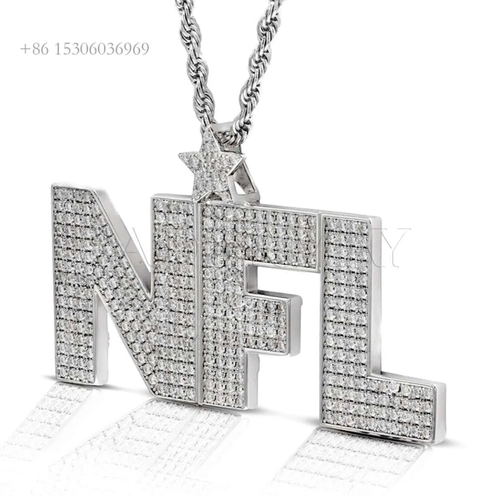 Custom Pass Diamond Test Letter VVS 2.5Inches Moissanite Pendant Necklace Sterling Sier Hip Hop Jewelry