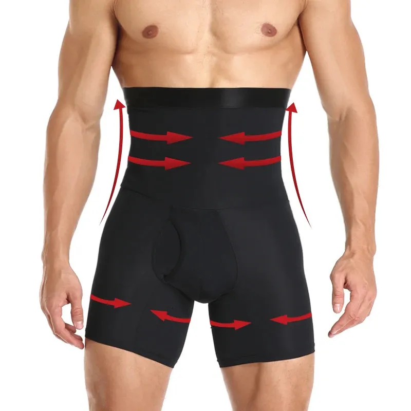 Män mage kontroll shorts body shaper compression hög midja tränare magen mage kontroll bantning formbryggare boxare underkläder fajas 240220