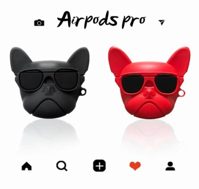 بالنسبة إلى AirPods Case AirPods Pro Luxury Cute Ins 3D Bulldog Dog Caseon for AirPods 1 2 earephone earships cover cover bag2120759