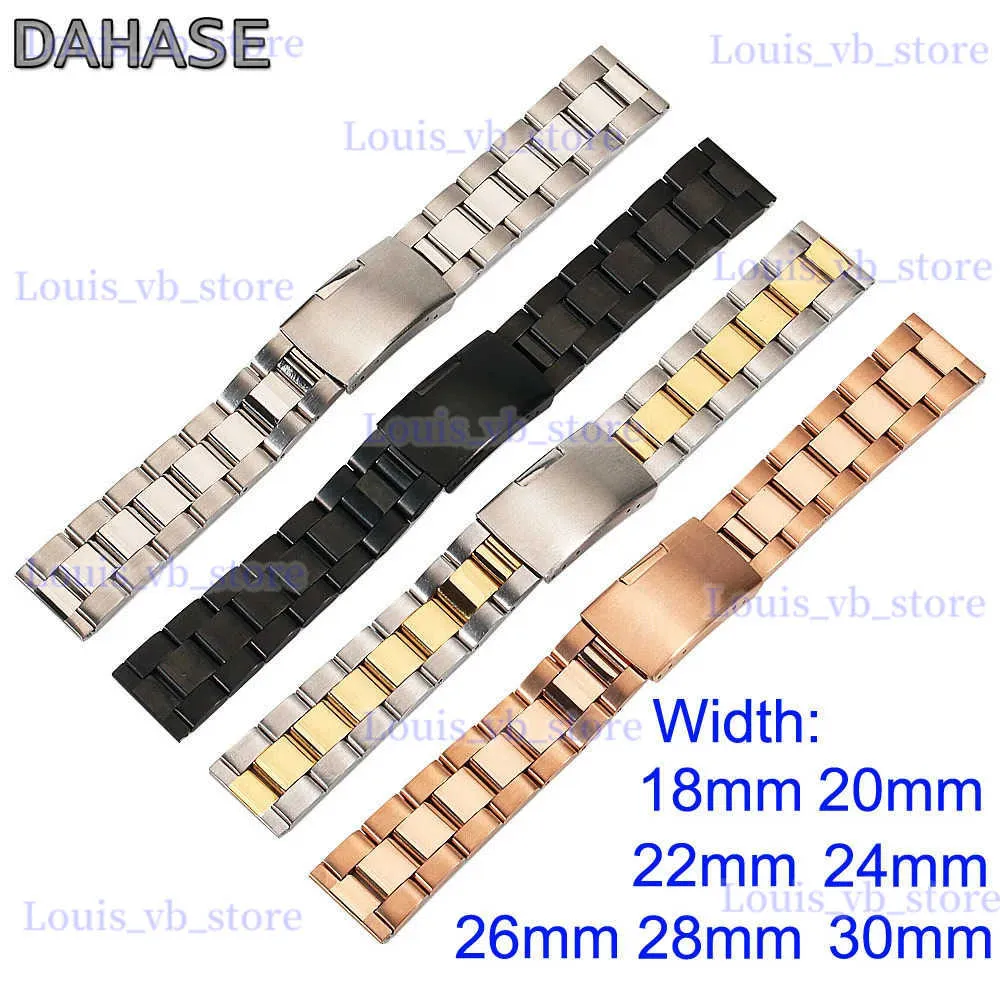 Titta på band Dahase rostfritt stål 18mm 20mm 22mm 24mm 26mm 28mm 30mm Band Solid Classic General Metal Strap Band Belt OL3Z T240227