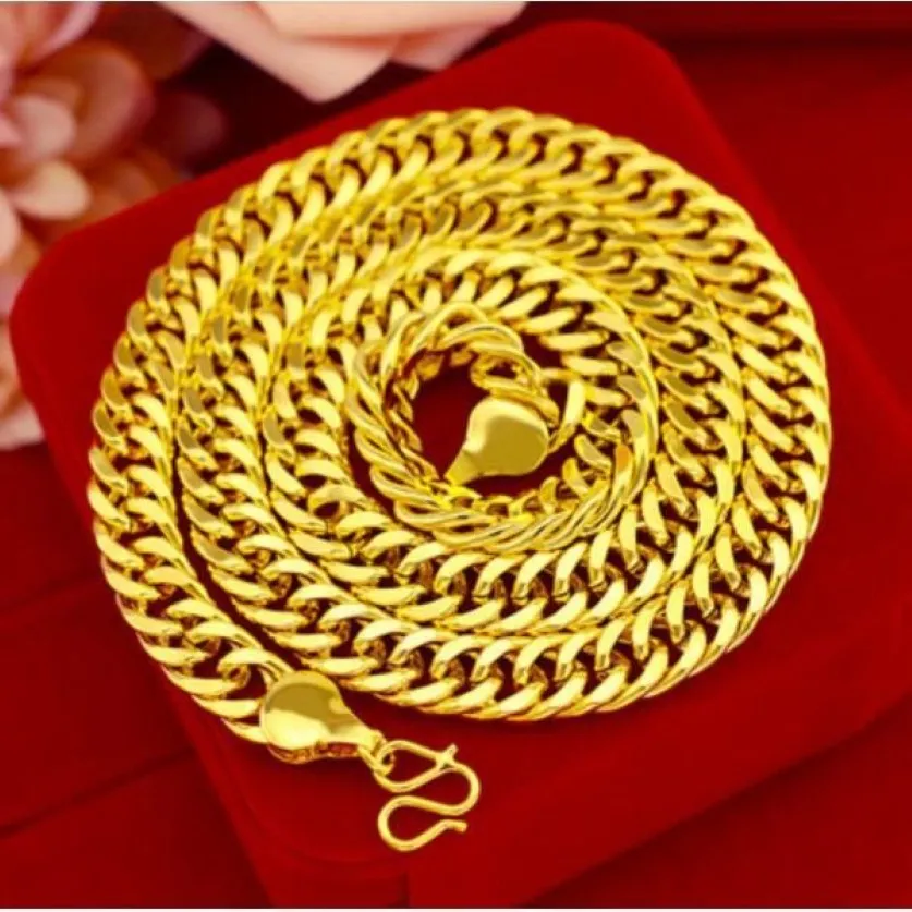 2019 sand gold necklace male authentic 999 gold jewelry authentic Thailand big gold chain thick beads long time not fade258u