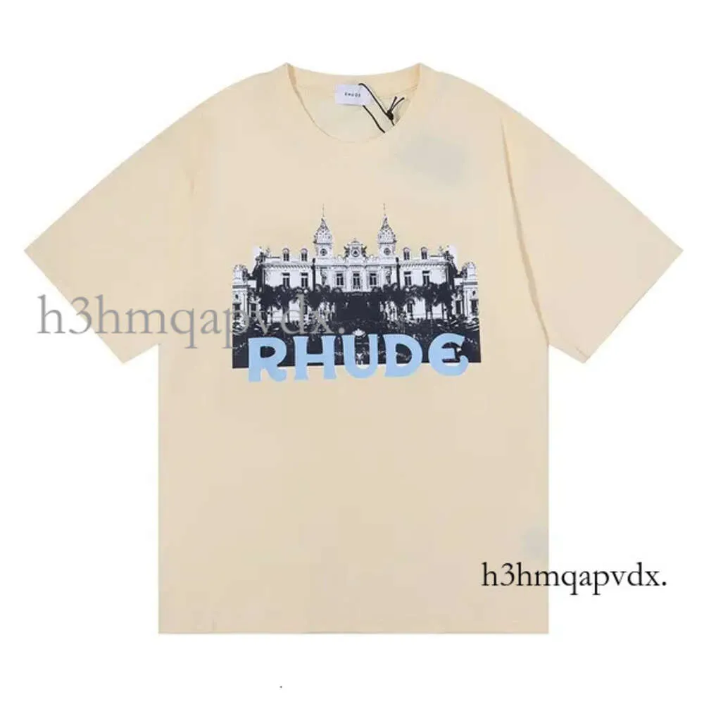 RHデザイナーメンズrhude刺繍Tシャツ夏のメンズトップレターポロスシャツレディースTシャツ