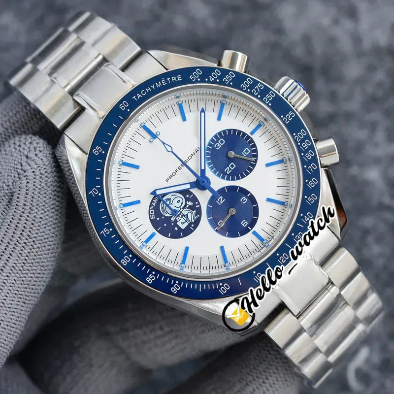 42mm Professional Moon Watches Award 50th Anniversary Mens Watch White Dial 310 32 42 50 02 001 OS Quartz Chronograph Blue Nylon L228V