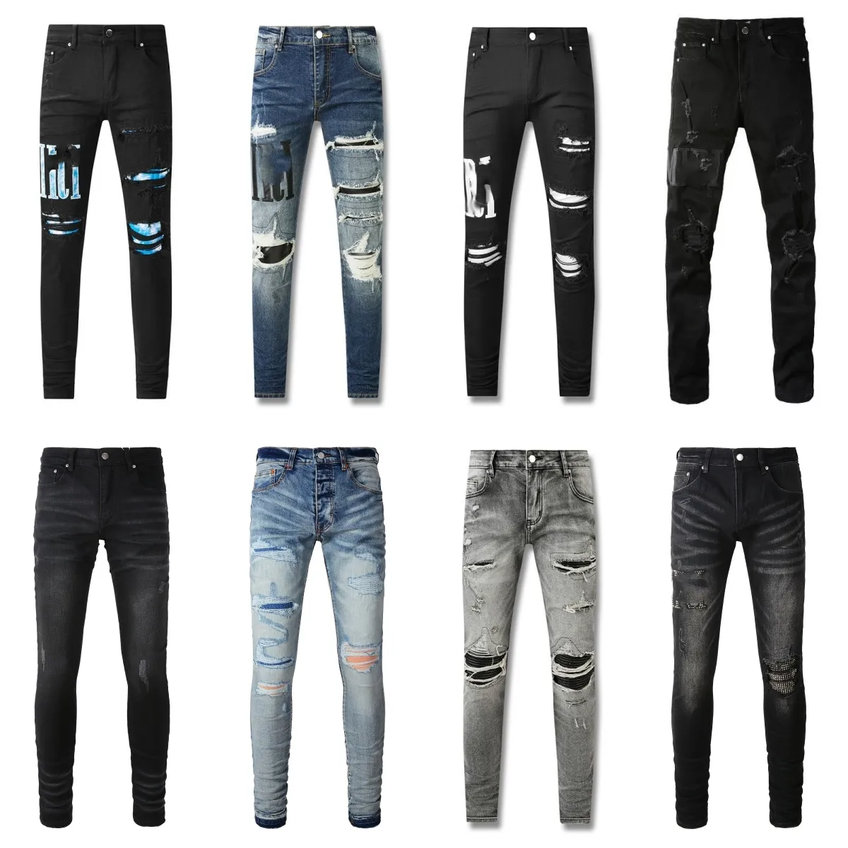 Jeans da uomo viola Jeans Pantaloni da uomo Pantaloni neri Qualità di fascia alta Design dritto Retro Streetwear Pantaloni sportivi casual Designer uomo jeans patchwork