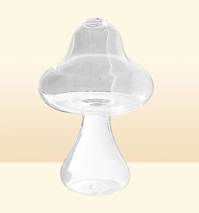 Vase en verre transparent en forme de champignon, jolie plante hydroponique, artisanat créatif, décoration pour la maison, le bureau, le salon, Vases4362762