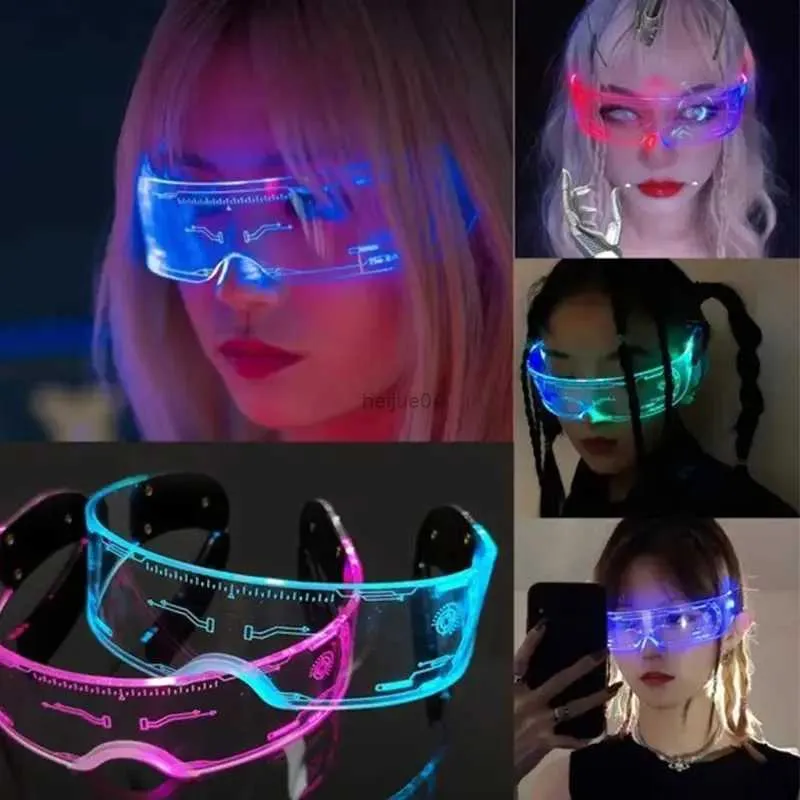 Lenzenvloeistof Frame LED Lichtgevende Zonnebril Vintage Punk Goggles Mannen Vrouwen Fashion Party Kerst Kleurrijke Light Up Bril Shades UV400