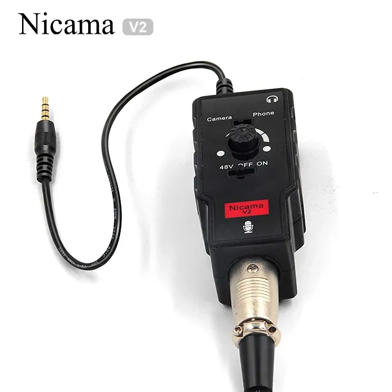 Prozessoren Nicama V2 XLR-Mikrofon-/Gitarrenadapter mit 48-V-Phantomspeisung Mikrofonzubehör Vorverstärkerverstärker für Smartphone iPad DSLR-Kamera
