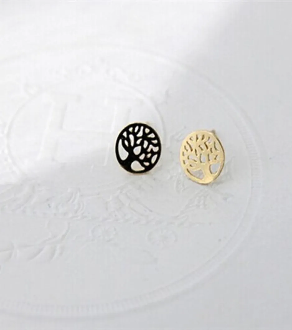 10Pair Simple Family Tree of Life Earring Round Circle Christmas Plant Tree Stud Earring Palm Prata Chakra Tree Earrings4918384