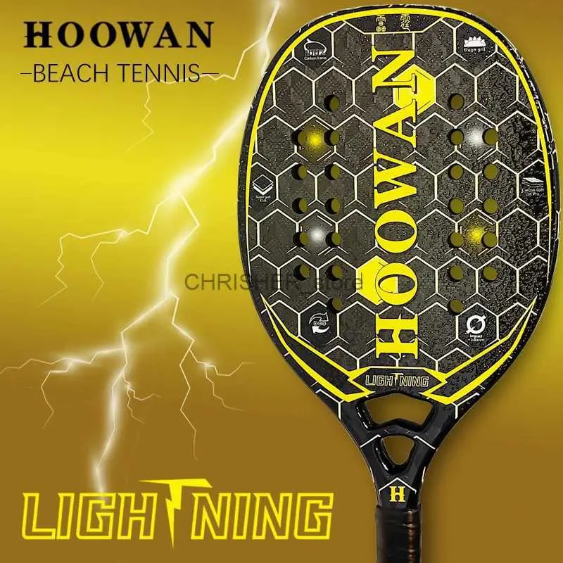 Tennis Rackets HOOWAN LIGHTNING Beach Tennis Racket 3K PRO Carbon Fiber T700 Rough Surface Super Soft Black EVA Core 20MML2402