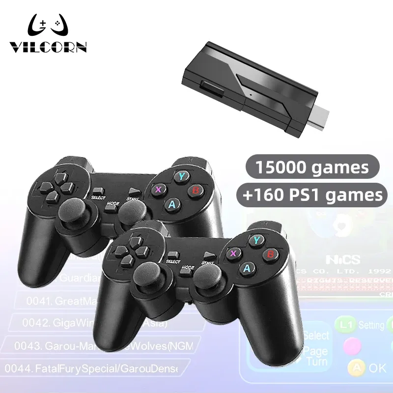 Konsole 2023 Uaktualnij bezprzewodową konsolę gier wideo Bulitin 15000 Gry retro dla PS1/GBA/SNES Plug i Play Retro Game Stick