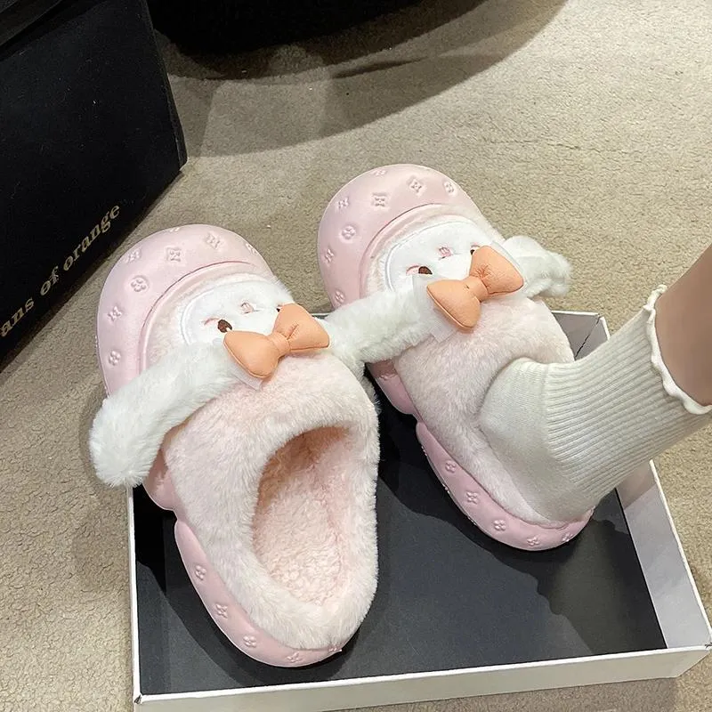 Kapdy Śliczne szczeniaki buty kobiety zimowe dom wewnętrzny ciepłe pluszowe pary pary domowe platforma slajdy kawaii obuwie rozmiar 41