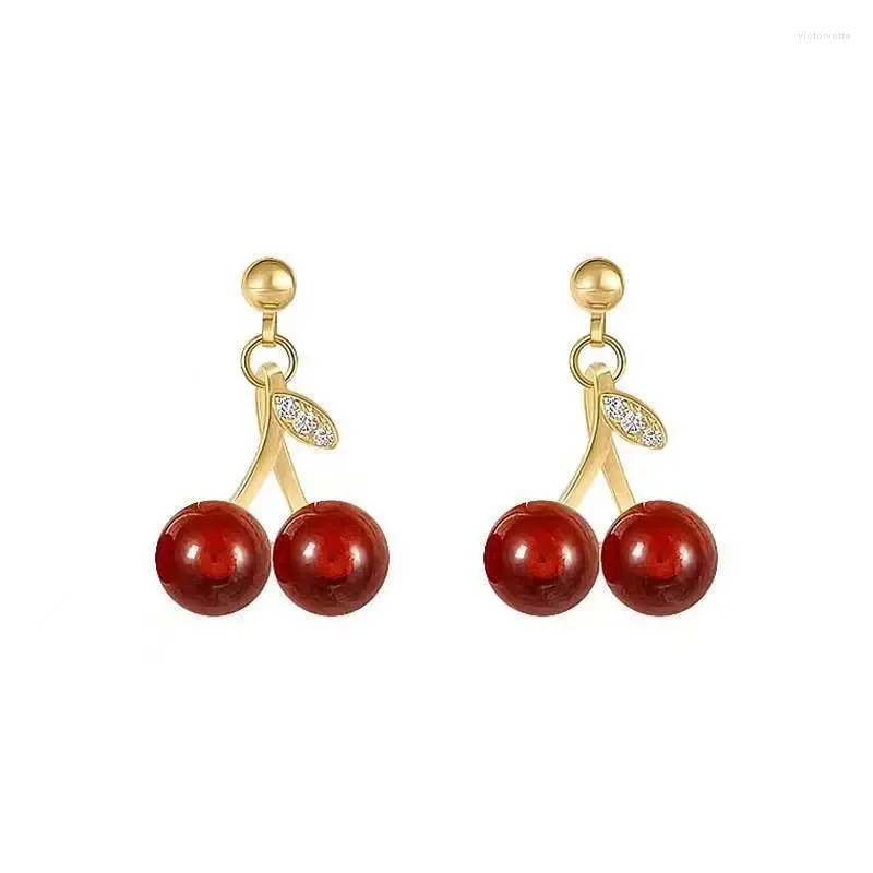 Stud Earrings Tassel Cherry Earring For Women Elegant Cute Fashion Jewelry Pendientes Accessories E838