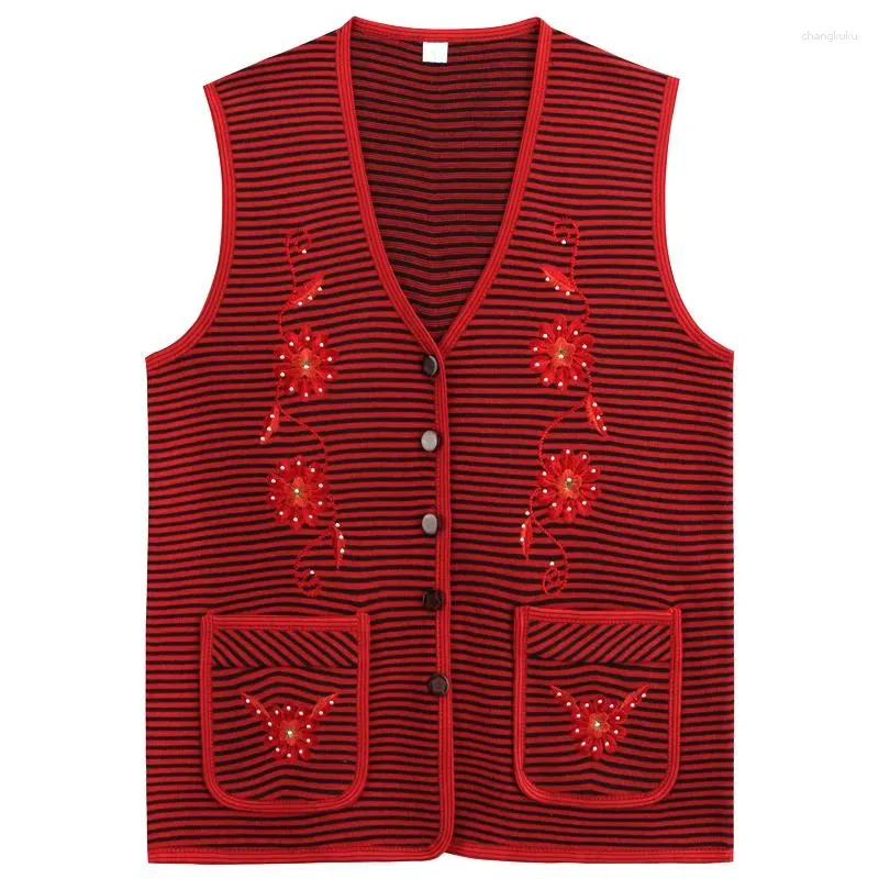 Gilets pour femmes Mode Gilet tricoté Moyen-âge Printemps Automne Gilet Mince Broderie Cardigan Pull Veste Tops Robe Mère