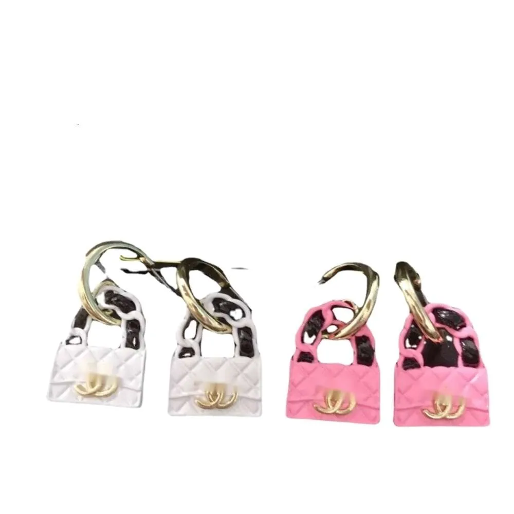 Boucles d'oreilles de canal Designer Femmes Original Qualité Charme Sac En Cuir Boucles D'oreilles Petit Vent Parfumé Double Plaid Boucles D'oreilles Bijoux Haut De Gamme