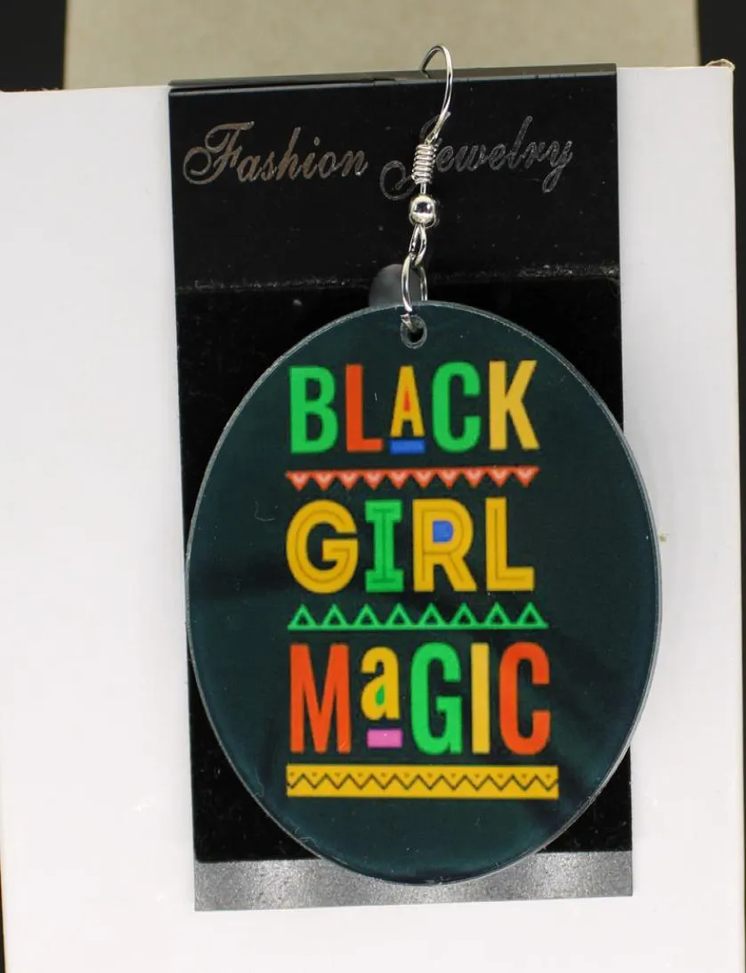 Black Girl Magic Earrings Afro Personlig anpassad afro Afrika örhänge Charms 2 sidor Custom Logo Text Picture4557572