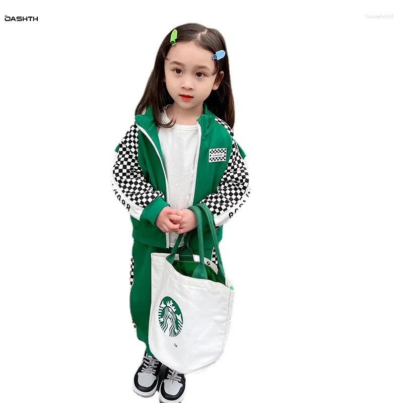 Set di abbigliamento OASHTH Ragazze Abiti primaverili e autunnali Uniforme da baseball casual Set in due pezzi Abbigliamento sportivo per bambini per bambina