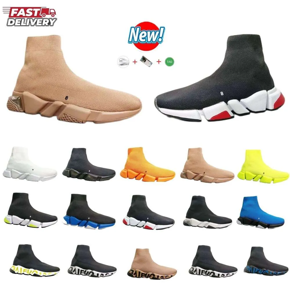 Designers Speeds 2.0 V2 Chaussures Casual Sneaker Hommes Femmes Tripler Paris Chaussettes Bottes Noir Blanc Bleu Lumière Ruby Graffiti Vintage Marque Baskets De Luxe Baskets