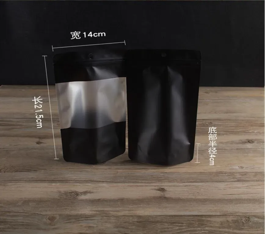 White Kraft paper bags Stand up Pouch With window Kraft small retail bag Food grade Moisture proof For Snack Cookie Beans 