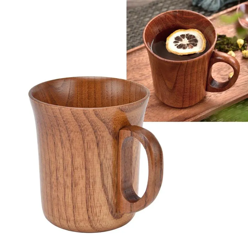 Mokken 280 ml houten mok beker met handvat Jujube hout voor kantoor thee koffie water wijn whisky