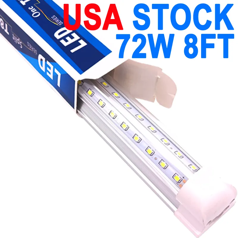 Lot de 25 lampes LED T8 pour magasin, 2,4 m, 72 W, 6 500 K, lumière du jour, blanc, connectable, tubes intégrés, barre LED pour garage électrique filaire, atelier, grange, USA STOCK crestech