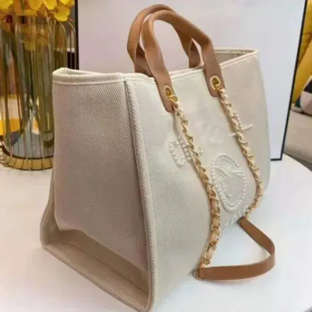 Designer grande capacidade sacos de praia luxo pérola tote à beira-mar senhoras bolsas ombro saco de compras moda duffel sacos bolsa carteira aaa