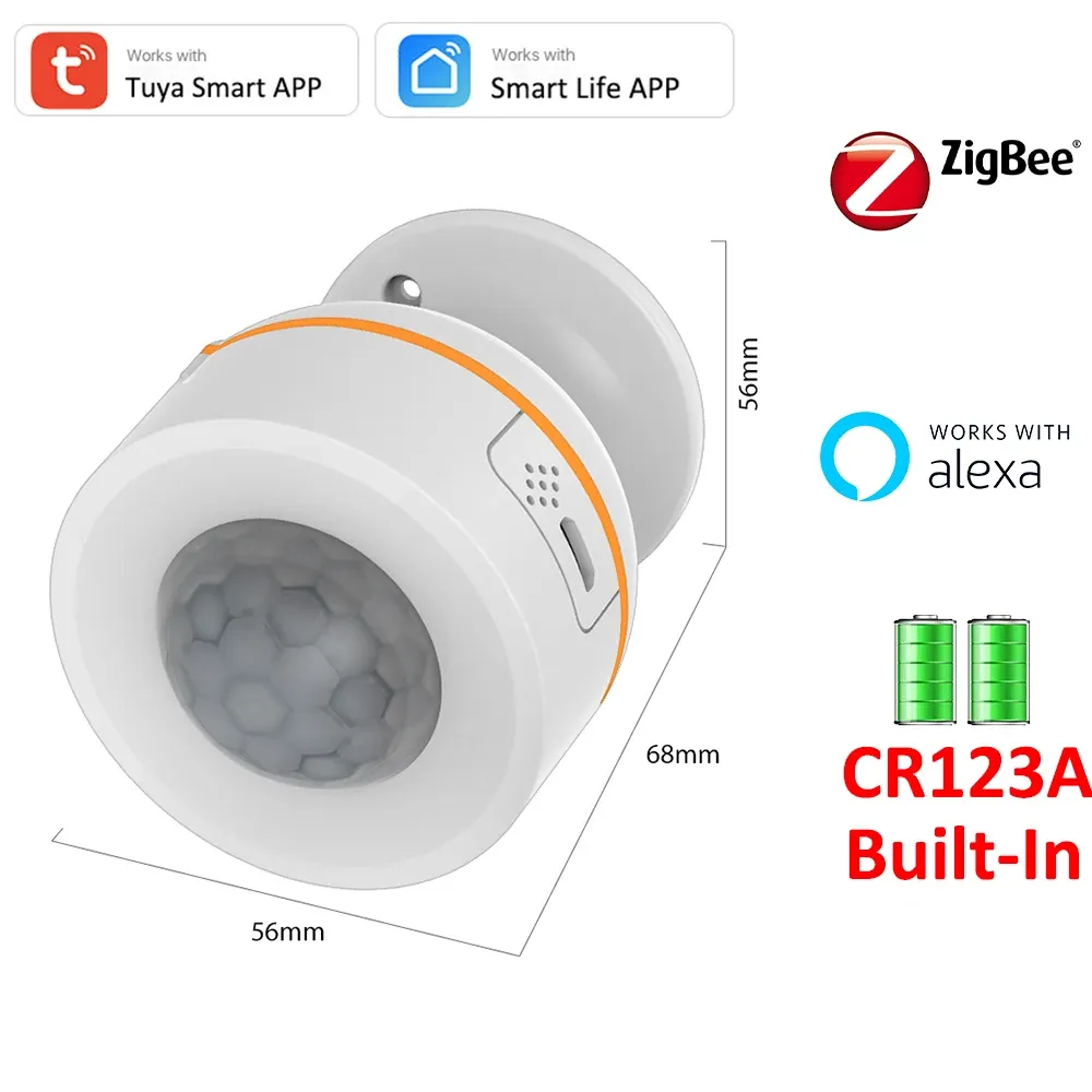 Detektor Tuya Alexa Smart Zigbee 3.0 Batterij USB PIR Motion Sensor Detector 10m Afstand 120 ° Detecteren Hoek Smart Leve App Beweging Sen