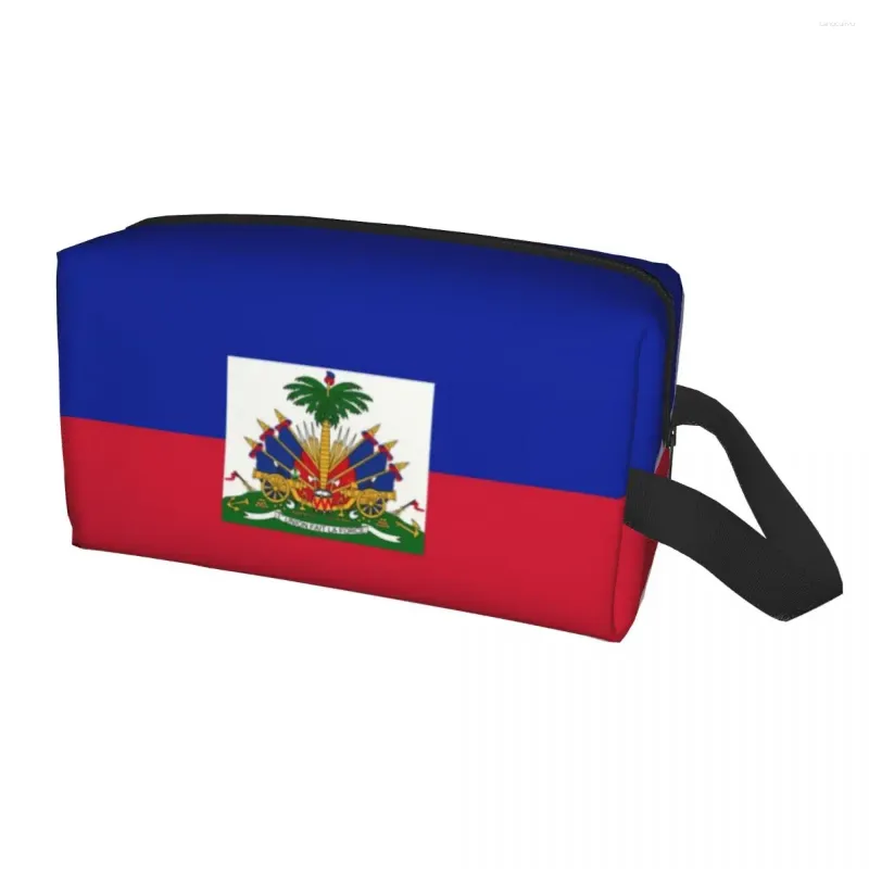 Kosmetiska väskor flagga av haiti makeup väska kvinnor reser arrangör mode lagring toalettartiklar
