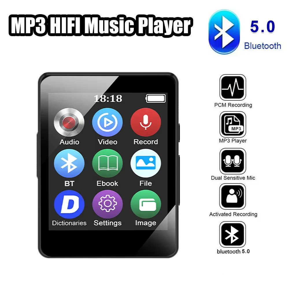 Player Mini Portable Mp3 Müzik Oyuncusu Öğrenci Walkman Portable Bluetooth Sport HiFi Müzik Oyuncusu MP4 Video Oyuncu Yerleşik Mic Hoparlör