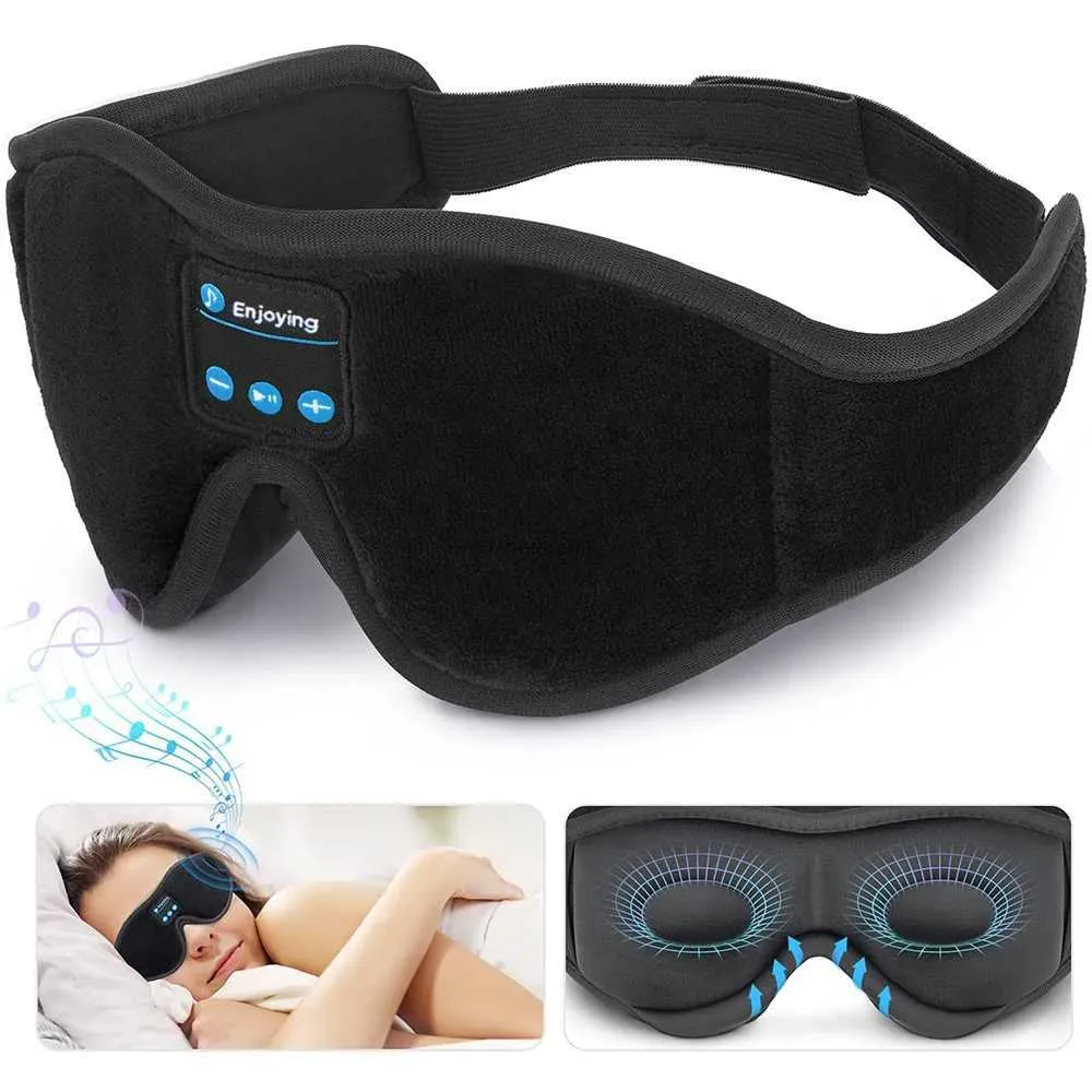 Máscaras de sono Máscara para fones de ouvido Bluetooth Máscara de olho 3D Música Play Fones de ouvido para dormir com alto-falante HD integrado