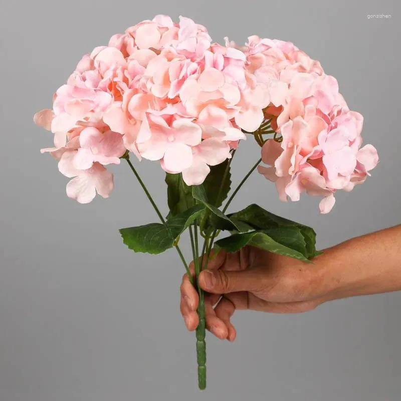 Decorative Flowers Artificial Hydrangea Flower Branch Home Wedding Decor Autum Silk Plastic High Quality Fake Party Room Decorati