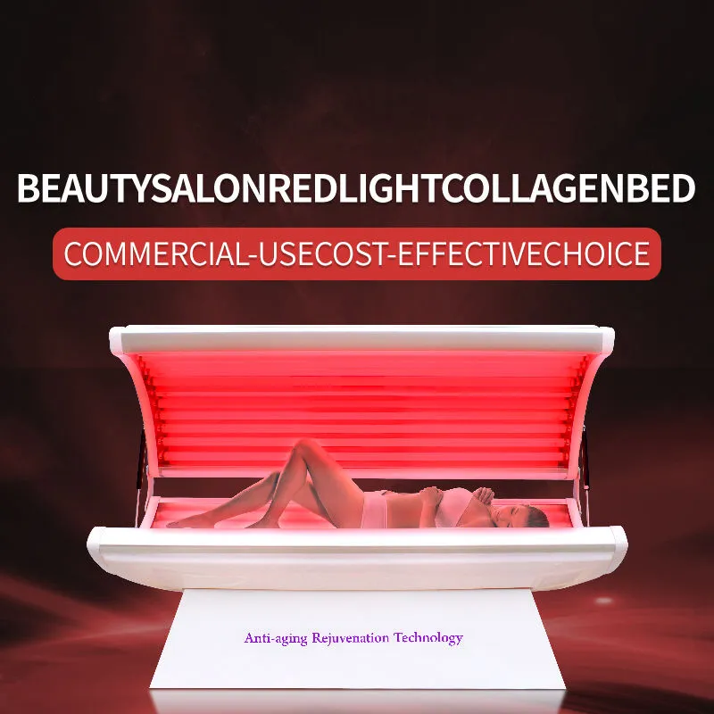 2024 Bästa salong LED -ljusterapi Slant Spa Equipment 360 Täckning UVA UVB Rays inomhuskapsel LED Collagen Red Light Solarium Tanning Bed