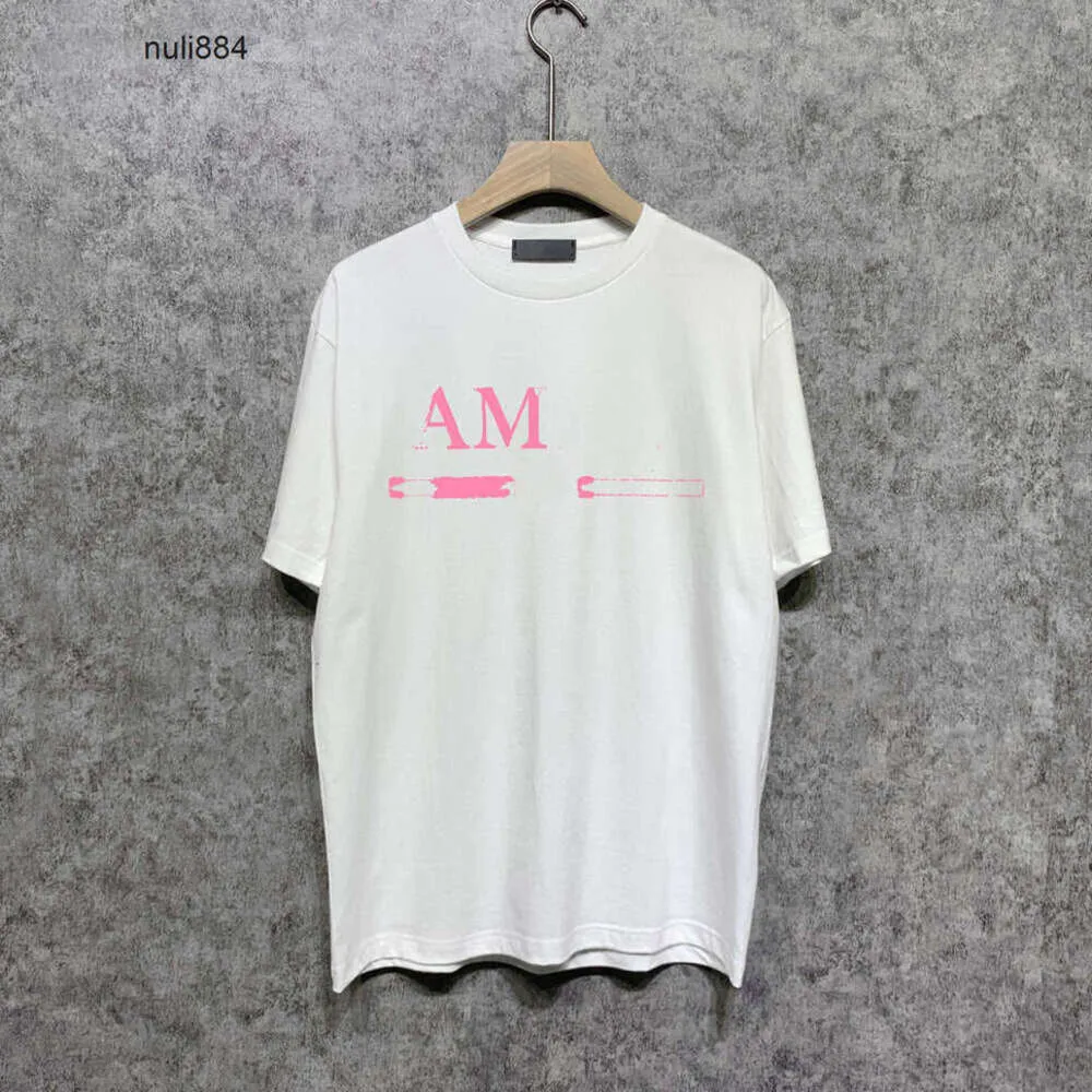 лето лето розовый amar miri 2023 amari мужские футболки дизайнерские роскошные мужские футболки amirl простота чистый белый 7 цветов amis буква AM с короткими рукавами хлопковый топ Clothi BISJ